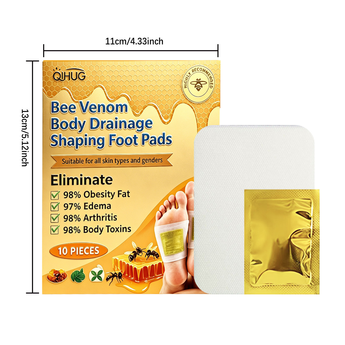 Honey Foot Patches with Wu Zhu Yu and Fu Ling 30 Pieces Herbal Foot Care - Image 5