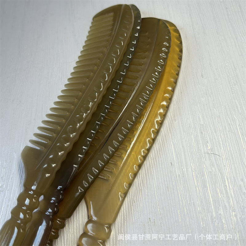 Horn Comb Gua Sha Board 18cm Thick Ox Horn Hair Comb for Men Travel Smooth Styling - Image 3
