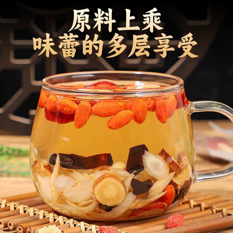 Double Ginseng Reishi Vitality Tea Shuang Shen Ling Zhi Yuan Qi Cha 80g Individually Wrapped Herbal Tea Bags for Daily Wellness Brewing - Image 3