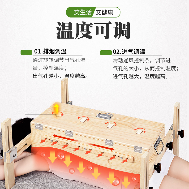 Wooden Moxibustion Box Rectangular Warm Therapy Device for Scalp Face Foot Massage Home Wellness 7 Holes - Image 3