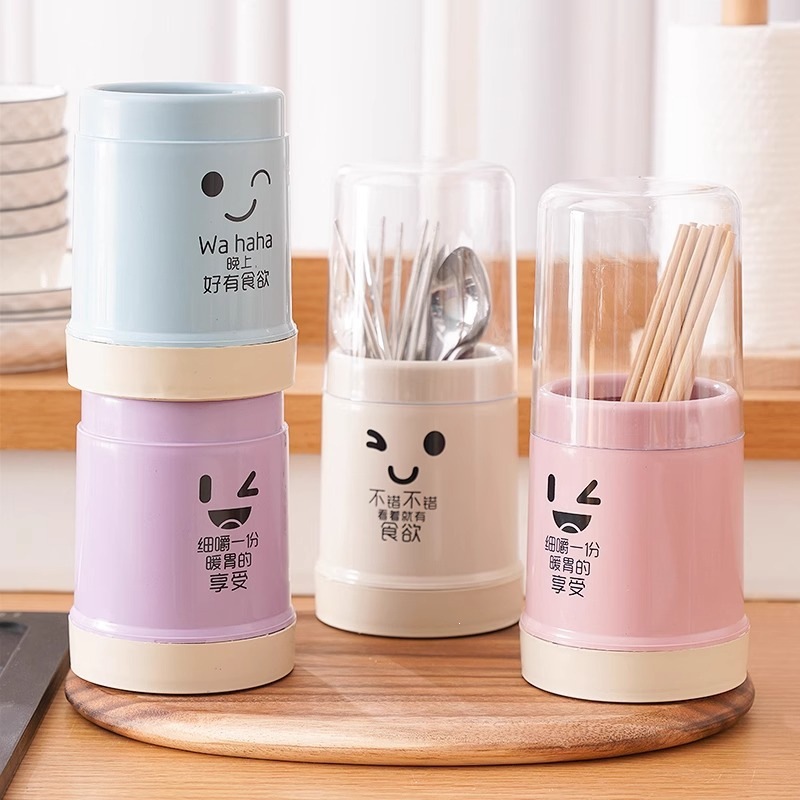 Dustproof Chopstick Holder Kitchen Utensil Storage Basket with Drainage Base Purple - Image 4