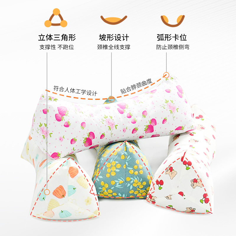Cotton Buckwheat Hull Triangle Neck Pillow Qiao Mai Pillow for Cervical and Lumbar Support - Image 3
