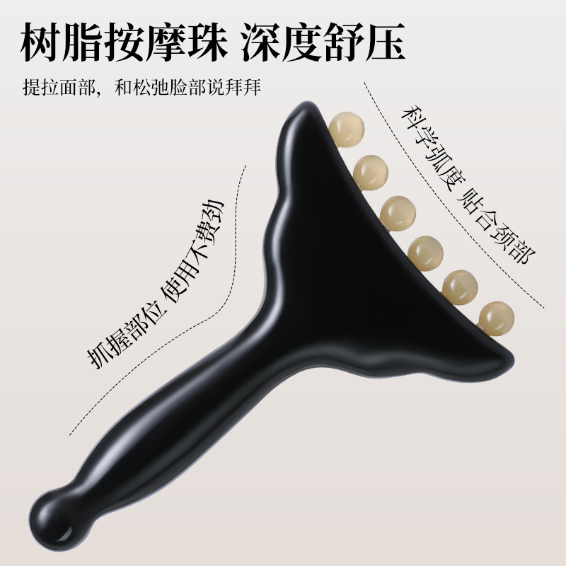 Resin Guasha Meridian Massage Comb Facial Body Scraping Wand Beauty Roller Tool - Image 2