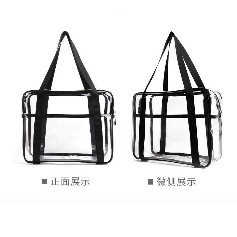 Transparent PVC Tote Bag Large Capacity Waterproof Zippered Jelly Bag Foldable Storage Handbag - Image 5