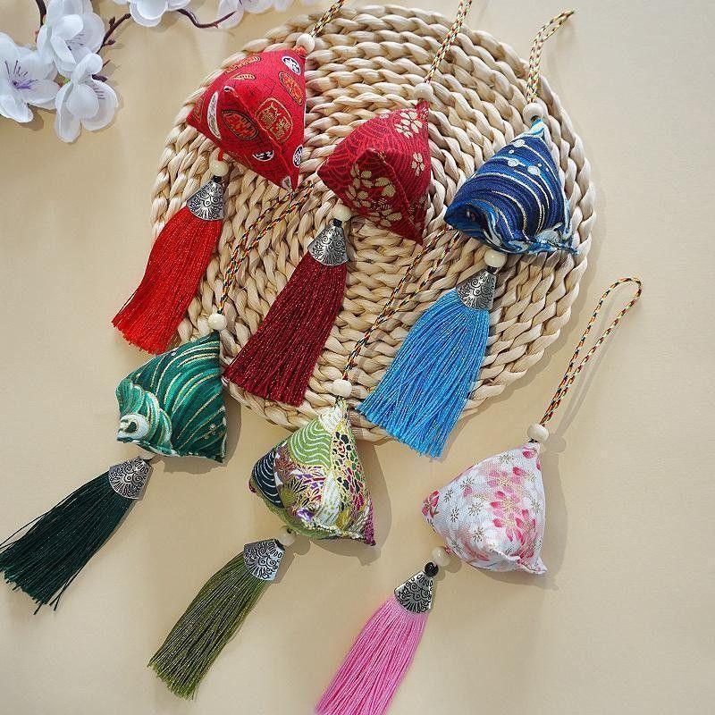 Mugwort Leaf Herbal Sachet Ai Cao 艾草 Embroidered Hanging Pouch for Bedroom Living Room Car - Image 4