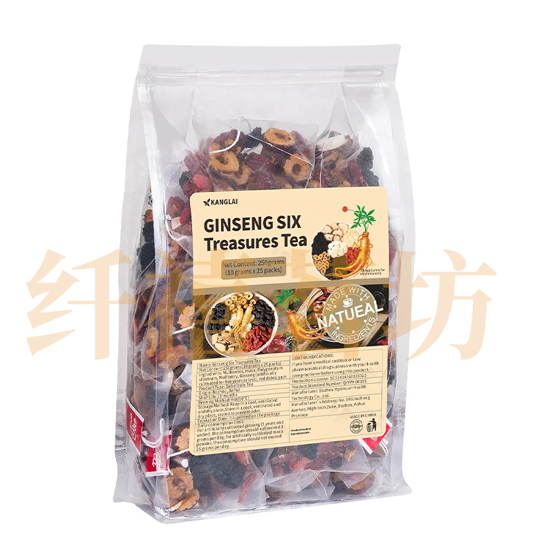 Ginseng Six Treasure Tea Ren Shen Liu Bao Cha 250g Bagged Herbal Tea with Jujube and Goji - Image 5