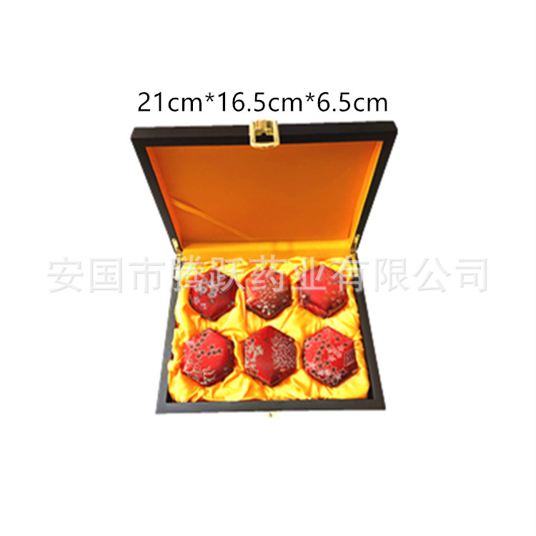 Antique Style Wooden Gift Box Set of 6 with Brocade Lining for Herbal Pills Jewelry and Keepsake Storage - Image 2