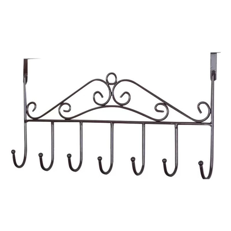 Over Door Hook Rack Stainless Steel 7 Hooks Black No Drill Hanging Organizer for Kitchen Bathroom Bedroom - Image 5