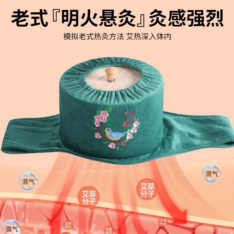 Bamboo Moxibustion Box Portable Warm Moxa Burner for Home Body Care with 54 Moxa Sticks and Essential Oil - Image 2