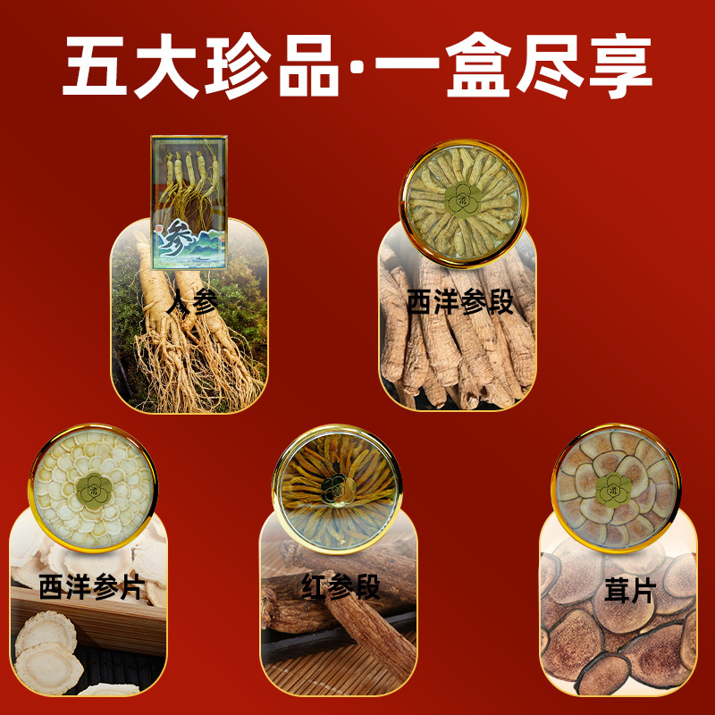 Five Treasure Ginseng Gift Box Sliced Linxia Ginseng Jilin Origin Herbal Wellness Gift for Elders - Image 3