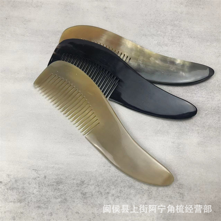 Natural Horn Comb Fine Tooth Rat Tail Comb 16cm Handmade Craft Comb for Home Hair Styling - Image 3