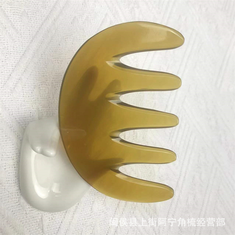 African Horn Five-Tooth Massage Comb Gua Sha Comb with Meridian Wand Dolphin Board 9.5cm - Image 4