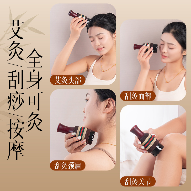 Moxa Jar with Bian Stone Facial Cupping Tool Set for Home Moxibustion and Gua Sha Massage - Image 3