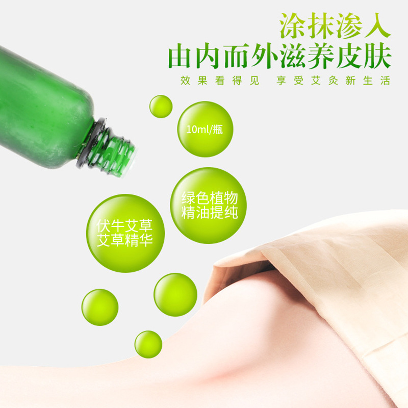 Mugwort Essential Oil 10ml Ai Ye Massage Oil for Gua Sha and Moxibustion Shoulder Neck Body Care - Image 2