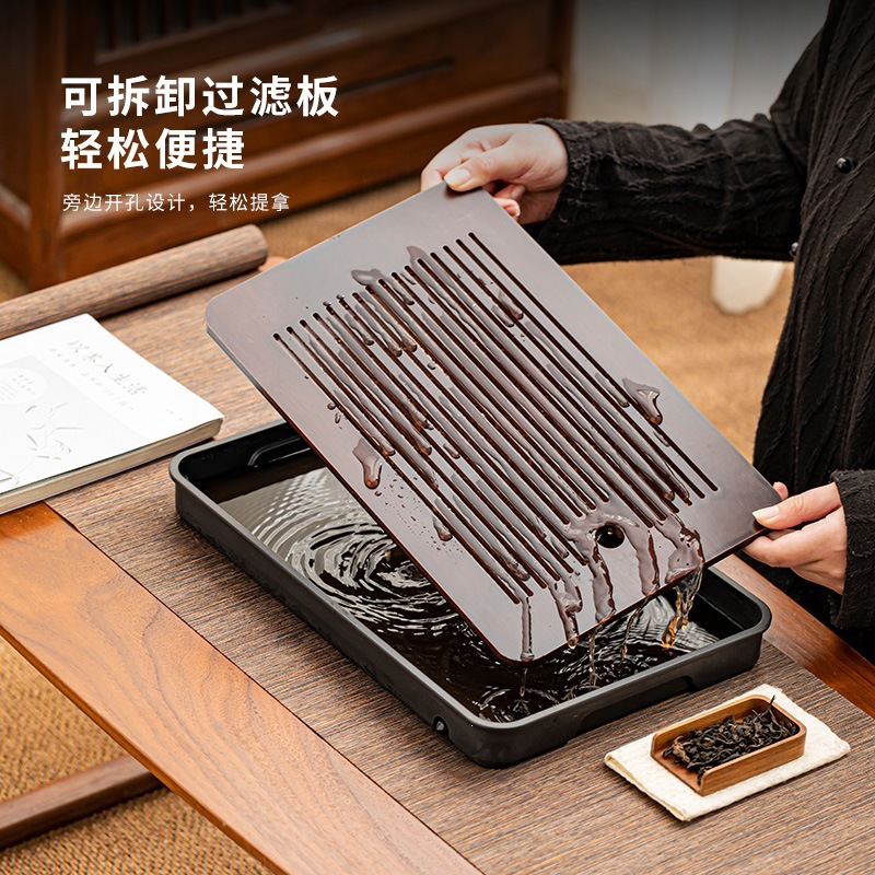 Melamine Tea Tray Set with Drainage Tray Small Kung Fu Tea Table for Home Tea Ceremony - Image 4