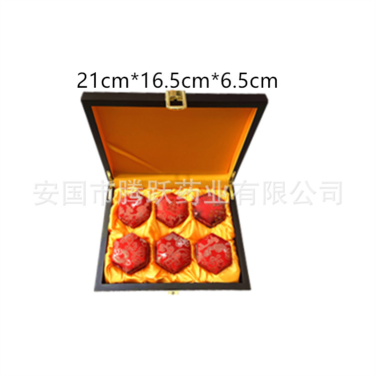 Antique Style Wooden Gift Box Set of 6 with Brocade Lining for Herbal Pills Jewelry and Keepsake Storage - Image 4