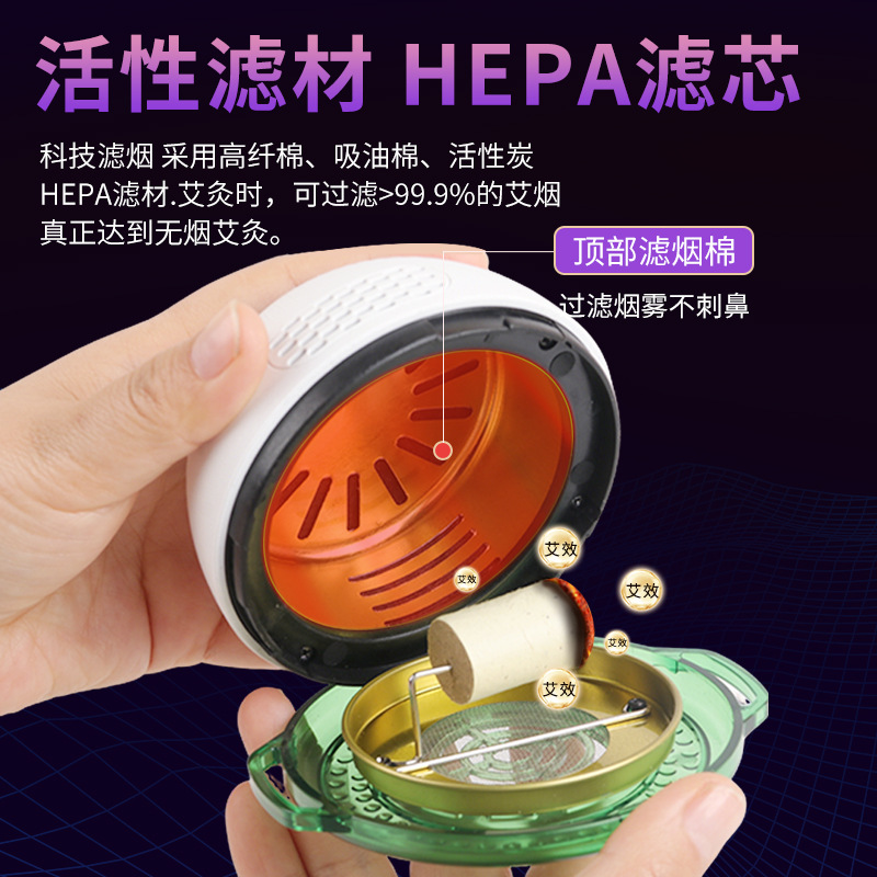 Moxibustion Box with 54 Aged Moxa Sticks Portable Open Flame Ai Jiu Device for Joints and Abdomen 9.5x6.5cm - Image 2