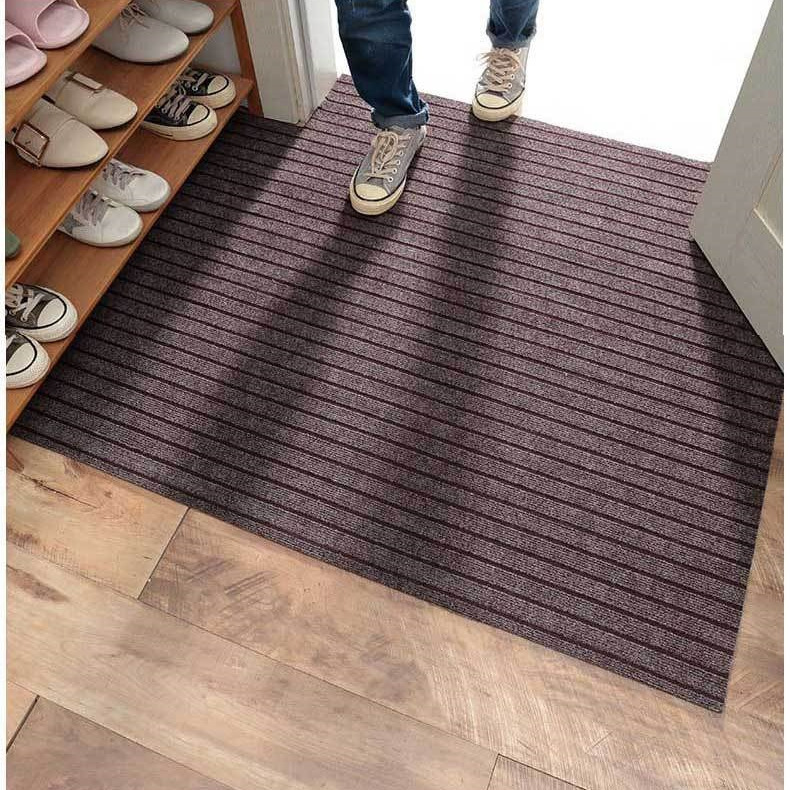 Cuttable TPE Door Mat 60x90cm Grey Striped Non Slip Water Absorbent Entryway Rug - Image 3