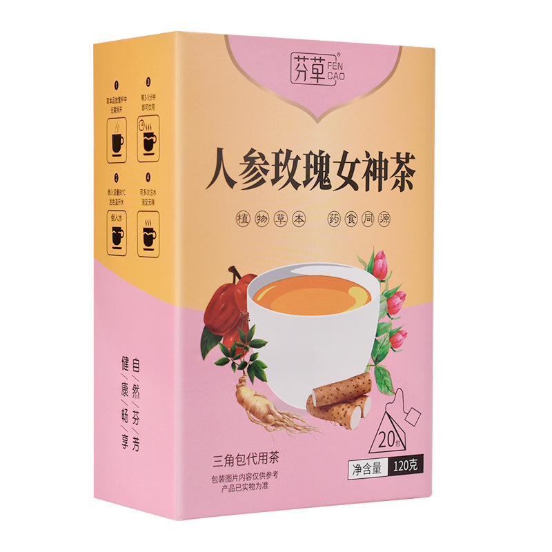 Ginseng Rose Wellness Tea 120g Pyramid Tea Bags with Goji Ginger Jujube for Daily Herbal Brewing - Image 5