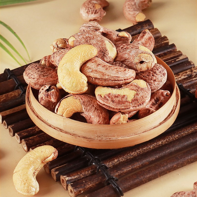 Purple Skin Cashew Kernels Roasted Salt Baked Non Fried Snack Nuts 160g Can - Image 2