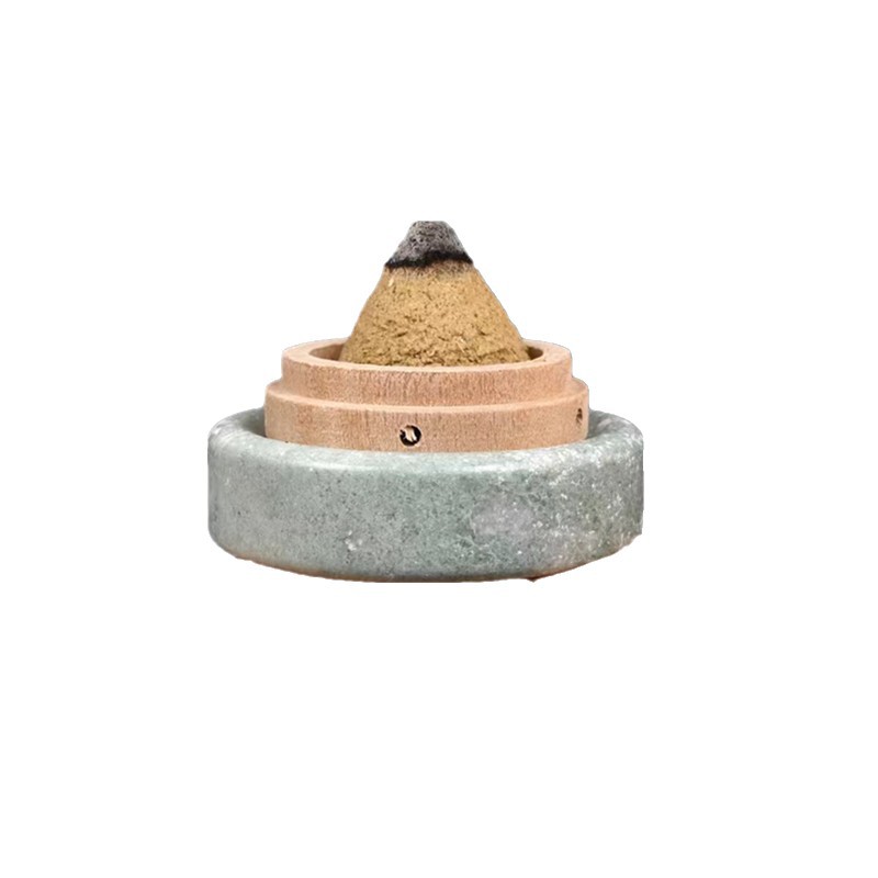 Moxa Cone Jade Heat Shield Set with Wooden Holder Indirect Moxibustion Tool for Navel and Body Points 20 Cones - Image 5