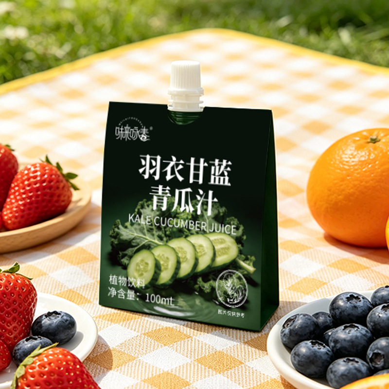 Kale Cucumber Juice Concentrate 100ml Spout Pouch Plant Based Fruit Vegetable Drink After Meal - Image 4