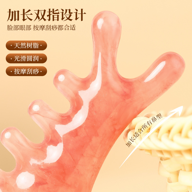 4 in 1 Resin Gua Sha Facial Massage Comb Guasha Meridian Brush for Face Scalp Eye and Head Acupoint Care Tool - Image 2