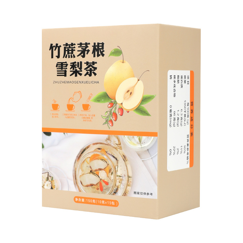Sugarcane Snow Pear Tea Zhu Zhe Mao Gen Xue Li Cha No-Brew Triangle Tea Bags 40 Pack 150g - Image 5