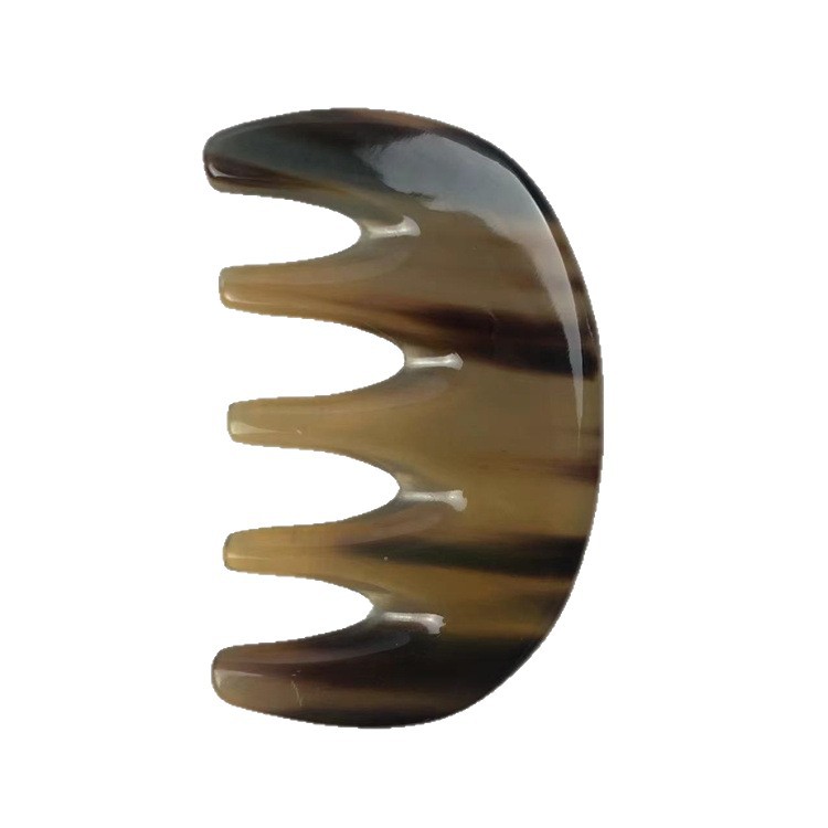 Natural Horn Five-Tooth Massage Comb Thickened Scalp Head Therapy Comb for Meridian Gua Sha Style Daily Care - Image 5