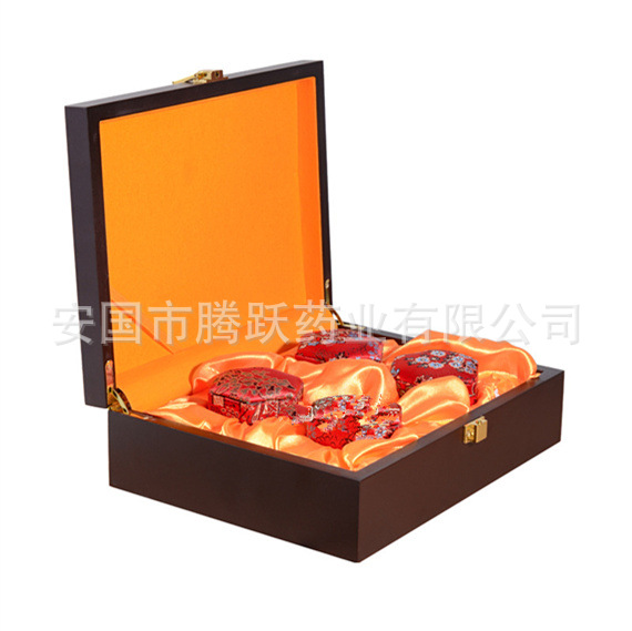 Wooden Brocade Pill Packaging Box Empty Honey Pill Display Case Jewelry Storage - Image 3