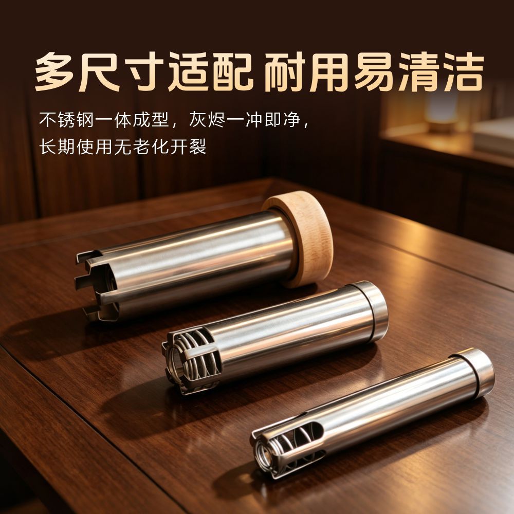 Stainless Steel Moxa Stick Pusher 4.0cm Automatic Moxibustion Box Oak Wood Body Warming Tool - Image 4