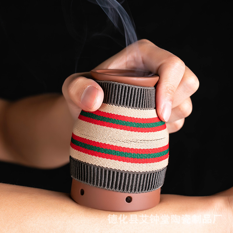 Moxa Burner Cup Ceramic Moxibustion Device with Double Layer Heat Protection for Home Warming Use - Image 2