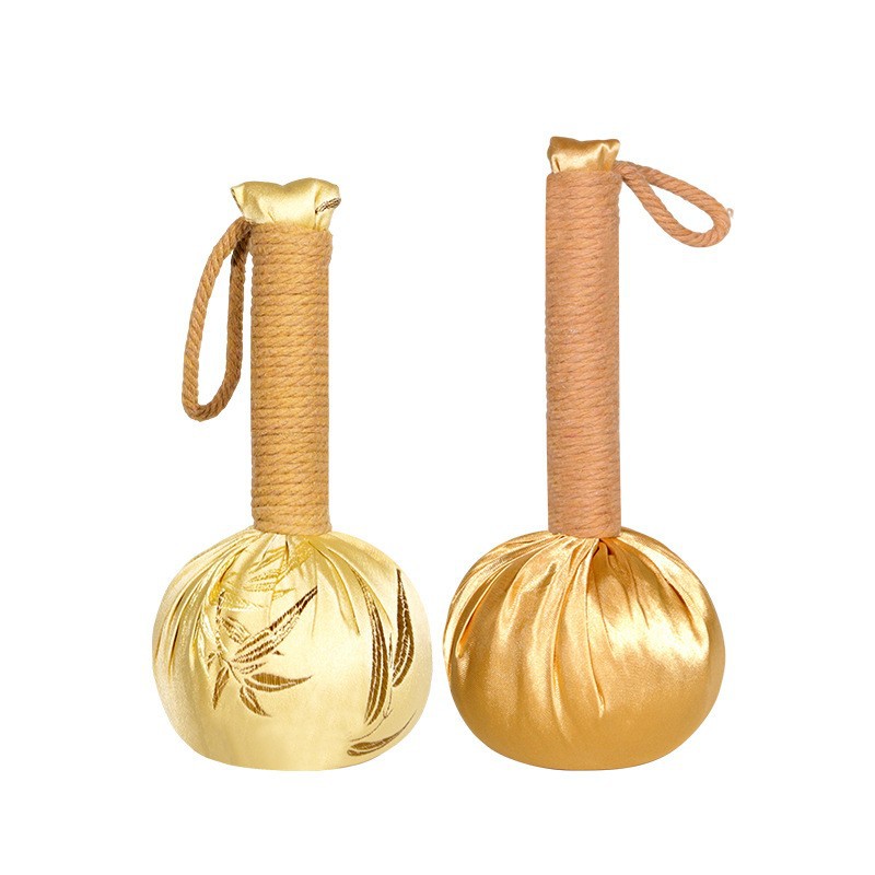 Golden Bamboo Leaf Satin Mugwort Hammer 31cm Meridian Tapping Tool for Full Body Wellness - Image 5