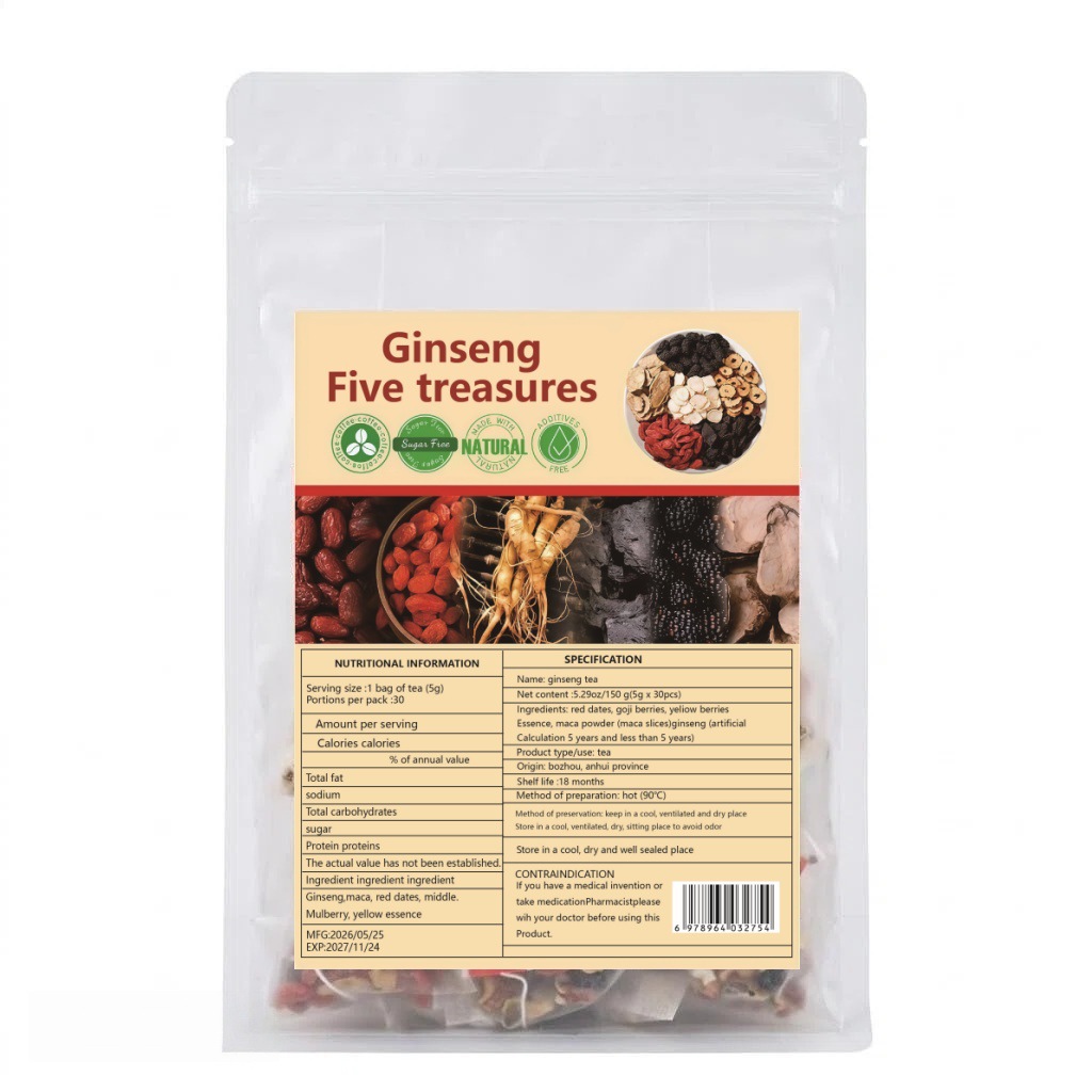 Ginseng Five Treasure Tea Wubao Kidney Tea 150g Chinese Herbal Blend Cold Brew - Image 5