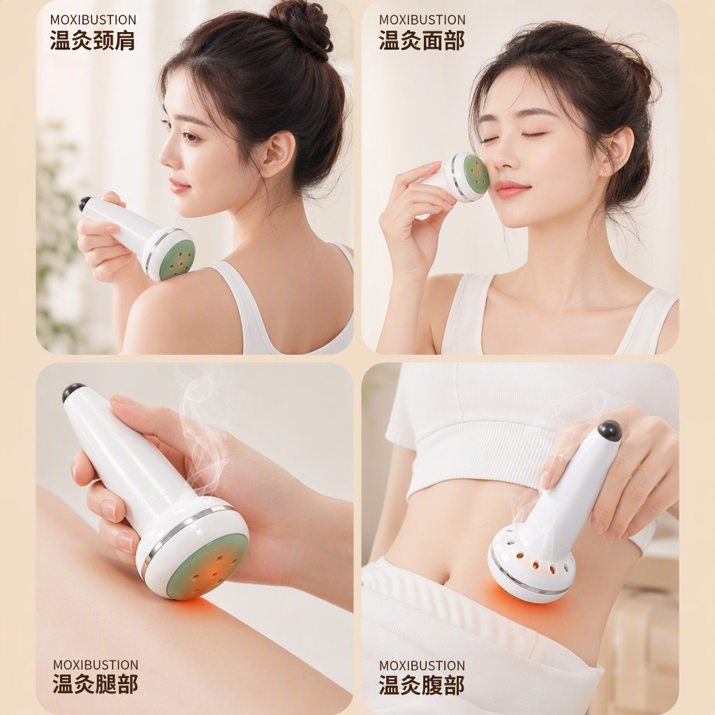 Peach Blossom Facial Moxibustion Device Jade Beauty Massage Tool for Face Lifting with 40 Moxa Cones - Image 4