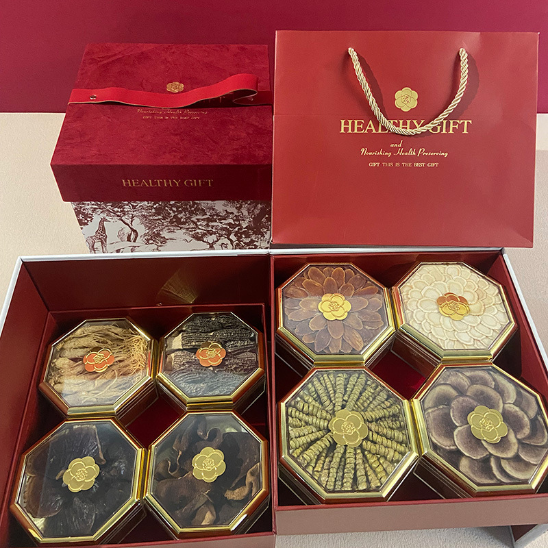Red Velvet Eight Treasure Gift Box American Ginseng 280g Chinese Herbal Gift Set - Image 3