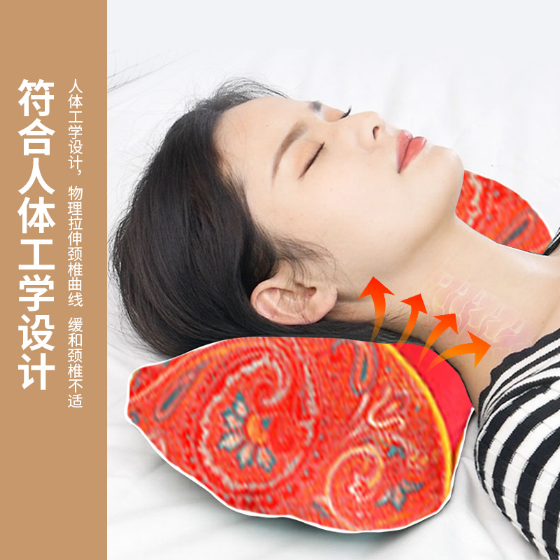 Electric Heated Mugwort Pillow Neck Support Cervical Pillow Four Level Temperature Control Velvet Bone Shape - Image 2