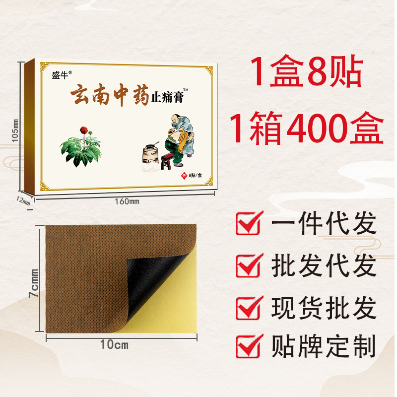 Yunnan Herbal Pain Relief Patch for Neck and Lower Back External Use Warming Plaster 8 Patches Per Box - Image 2
