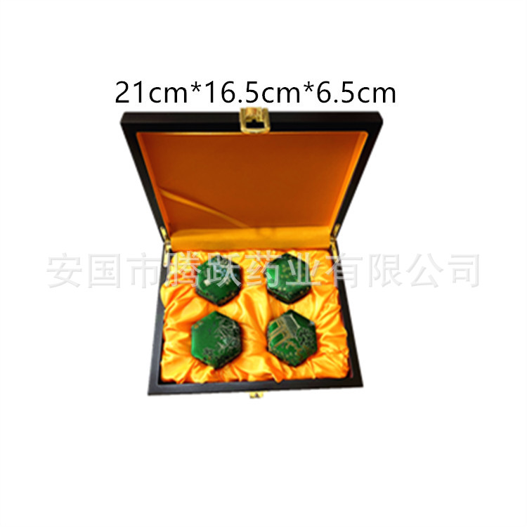 Hexagonal Brocade Gift Box Set of 4 Wooden Pill Packaging Boxes for Herbal Pills Jewelry and Gifts - Image 2