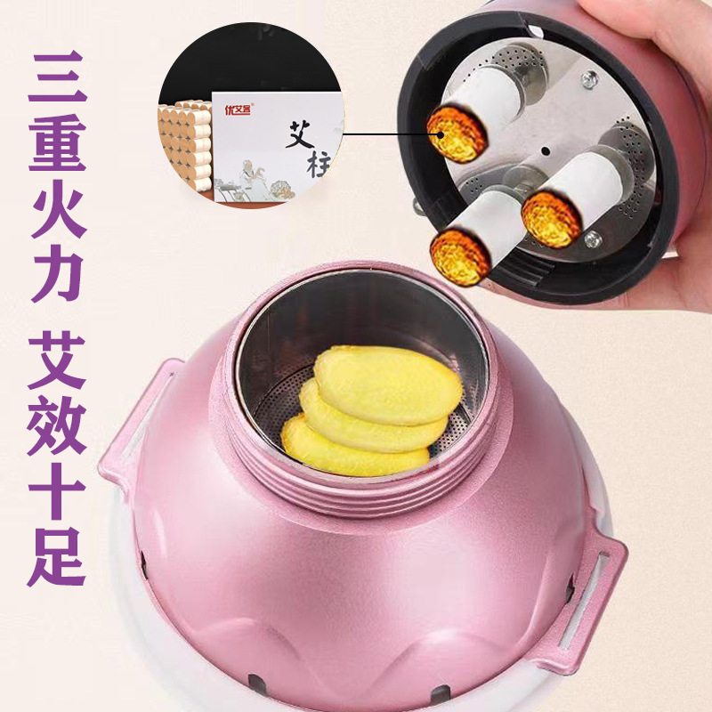 Portable Moxibustion Box Ai Jiu Can Smokeless Warming Tool for Abdomen Back Meridians with Filter Cap Straps 54 Moxa Cones Acupoint Chart - Image 3