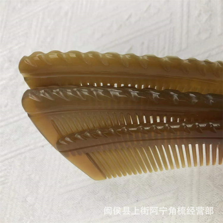 Natural Horn Comb Fine Teeth Rat Tail Handle Comb 16cm Portable Detangling Grooming Tool - Image 4