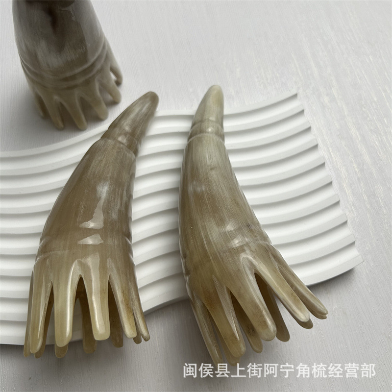 Horn Comb Long Hair Washing Comb Massage Comb Gua Sha Board Meridian Head Therapy Comb 15-20CM - Image 2