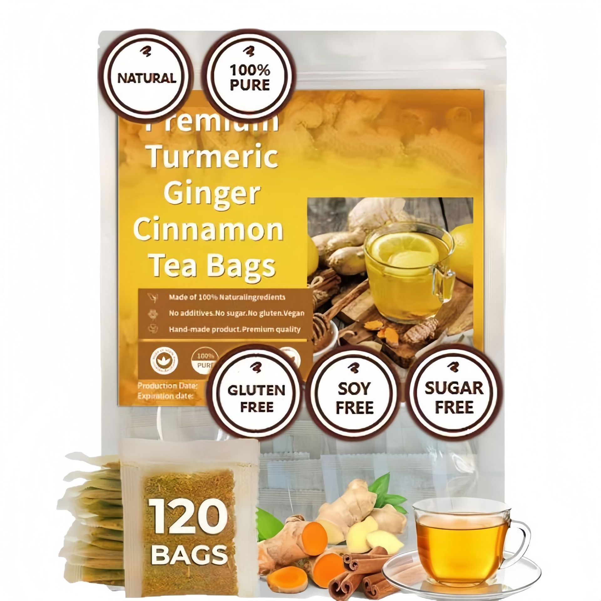 Turmeric Ginger Cinnamon Tea Bags Jiang Huang Sheng Jiang Rou Gui 60g Cold Brew Herbal Tea - Image 5
