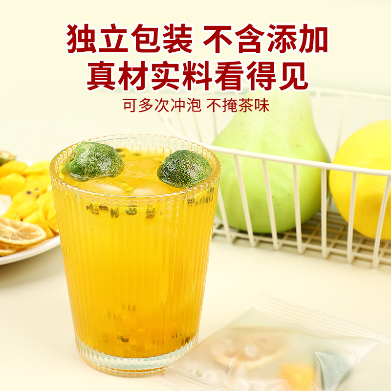 Green Tangerine Lemon Passion Fruit Tea 10 Pyramid Bags Hot Brewed Fruit Herbal Tea - Image 2