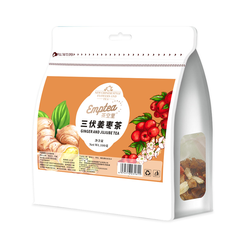 Sanfu Ginger Jujube Tea (Zingiber officinale, Ziziphus jujuba, Lycium barbarum) — Seasonal Herbal Blend, 5g × 20 Bags - Image 5