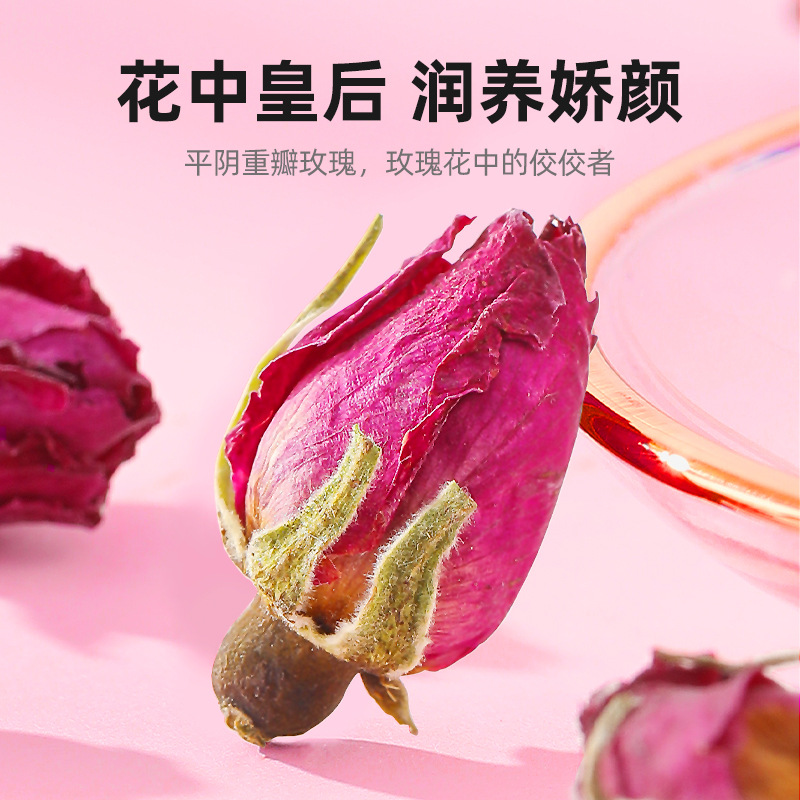 Dried Rose Bud Tea Double Petal Large Flower Buds 50g Loose Herbal Tea for Daily Brewing - Image 2