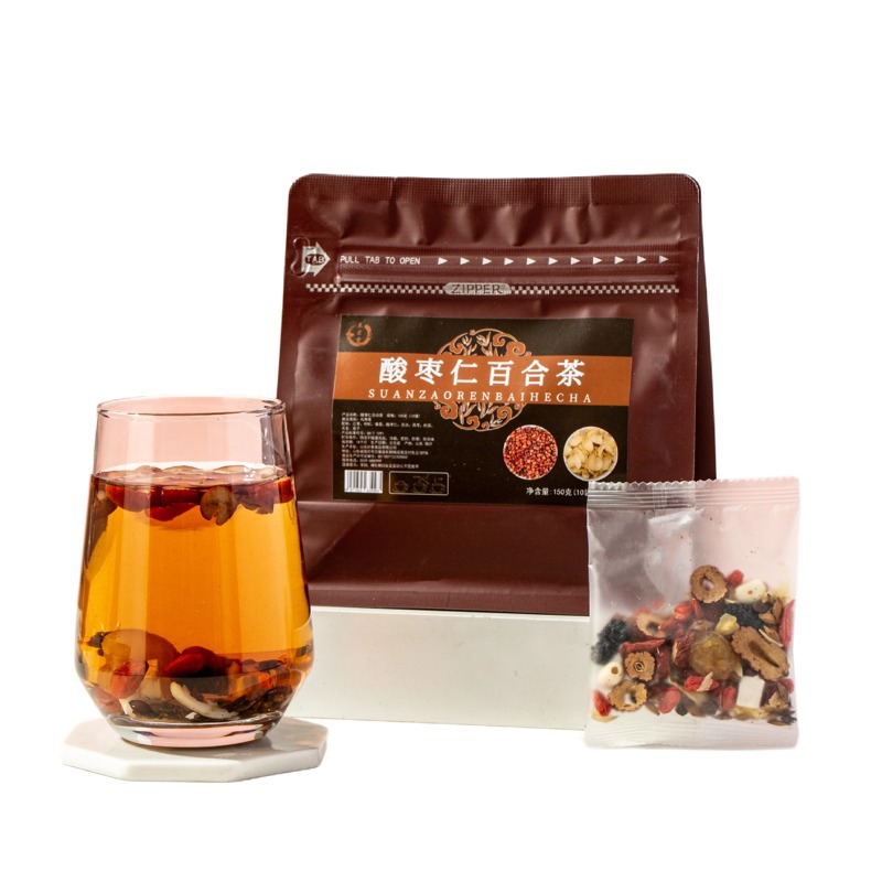 Sour Jujube Seed Lily Good Night Tea Suan Zao Ren Bai He Tea 150g Herbal Blend with Longan Lotus Seed Poria Mulberry - Image 5