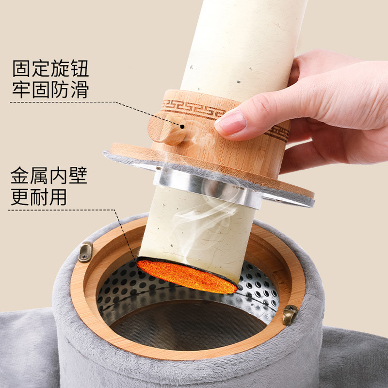 Thunder Fire Moxibustion Device Wooden Hanging Moxa Tube with 6cm Moxa Stick for Abdominal Warming - Image 4