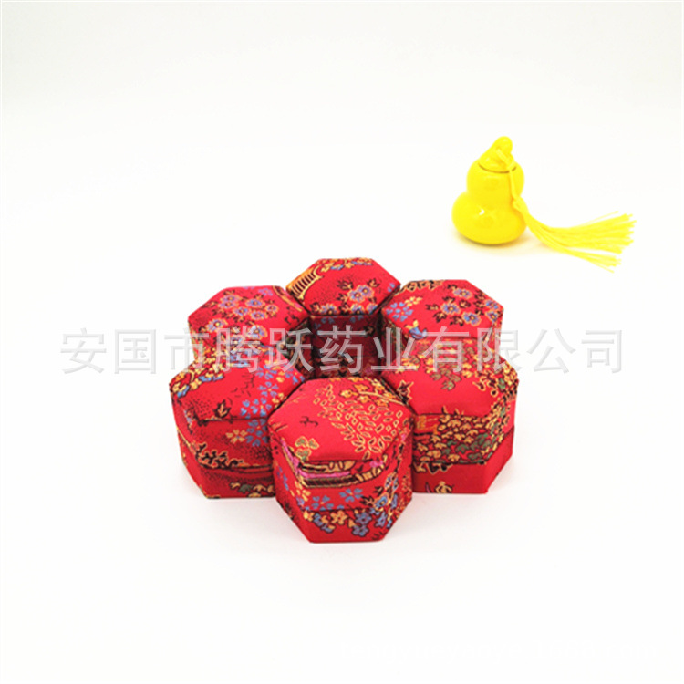Hexagonal Brocade Gift Box Handmade Jewelry Packaging Box Empty Display Case - Image 5