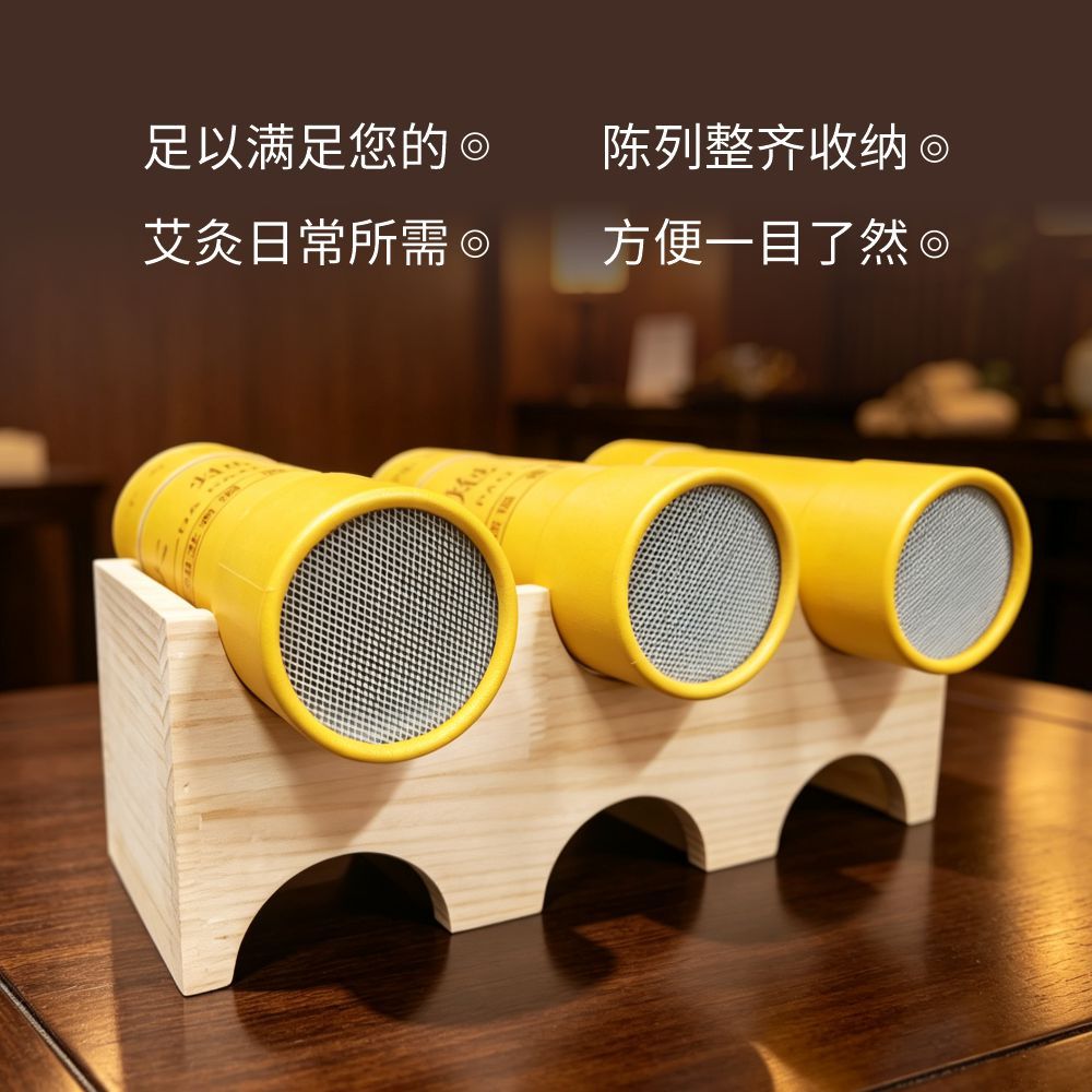 Triple Moxa Stick Holder Solid Wood Stand for Thunder Fire Moxibustion Home and Studio Use - Image 4